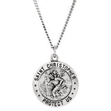 Sterling Silver 18mm Round St. Christopher U.S. Coast Guard Medal 18" Necklace