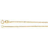 14K Yellow 1mm Singapore 16" Chain