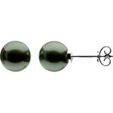 14K Palladium White 10mm Tahitian Cultured Pearl Earrings