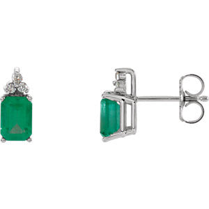 Genuine Emerald & Diamond Earrings