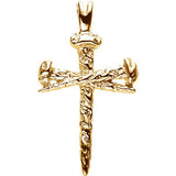 14K Yellow 34x24mm Nail Design Cross Pendant