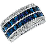 14K White Blue Sapphire & 1-3 CTW Diamond Anniversary Band