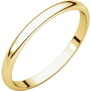 10K Yellow 2mm Half Round Light Band