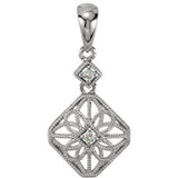 14K White .06 CTW Diamond Filigree Pendant