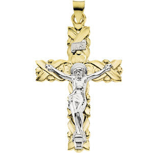 14K Yellow & White 41.5x28.5mm Crucifix Pendant