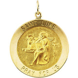 14K Yellow 18mm Round St. Luke Medal