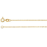 14K Yellow Solid Diamond-Cut Bead 18" Chain