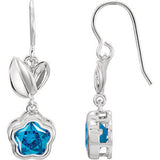 Sterling Silver Blue Cubic Zirconia BFlower&trade; Earrings with Box