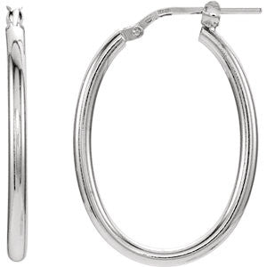 Sterling Silver 18x24mm Oval Tube Hoop Earrings