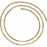 14K Yellow 2.5mm Diamond Cut Rope 7" Chain