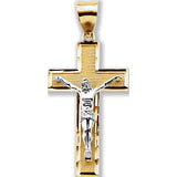 14K Yellow & White 26.5x15.25mm Crucifix Pendant