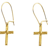 14K Yellow Cross Earrings