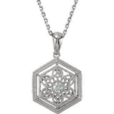 14K White .05 CTW Diamond Filigree Pendant