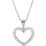 14K White 1/2 CTW Diamond Heart 18" Necklace