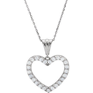 14K White 1/2 CTW Diamond Heart 18" Necklace