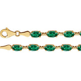 14K Yellow Created Blue Sapphire 7" Bracelet