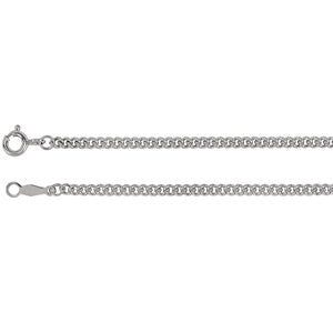 Sterling Silver 2.25mm Solid Curb Link 20" Chain