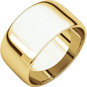 14K Yellow 10mm Half Round Light Band