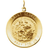 14K Yellow 18mm Round St. George Medal