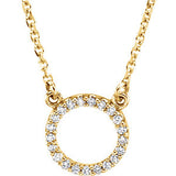 14K White 1-10 CTW Diamond Circle 16" Necklace