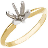 14K Yellow & White 5.4-5.7mm Round Pre-Notched 6-Prong Solitaire Ring Mounting