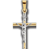 14K Yellow & White 20x13mm Crucifix Pendant