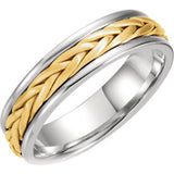 14K White & Yellow 5 mm Hand Woven Band Size 5