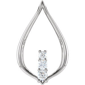 14K White 1/2 CTW Diamond Three-Stone Freeform Pendant