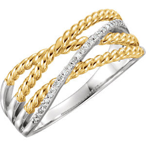 14K White & 14K Yellow Gold Plated .06 CTW Diamond Ring