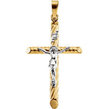 14K Yellow & White 33x21mm Hollow Crucifix Pendant