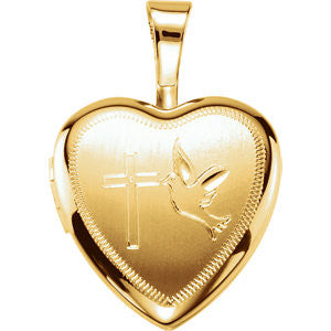 Sterling Silver Cross & Dove Heart Locket