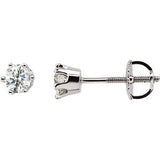 14K White 3-4 CTW Diamond Threaded Post Stud Earrings