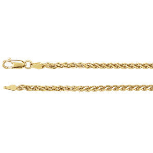 14K Yellow 2.75mm Diamond Cut Wheat 7" Chain