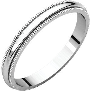 Sterling Silver 2.5mm Milgrain Band