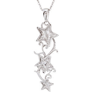 Sterling Silver Shoot for the Stars CZ 18" Necklace