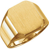 14K White 20x18mm Octagon Men's Signet Ring