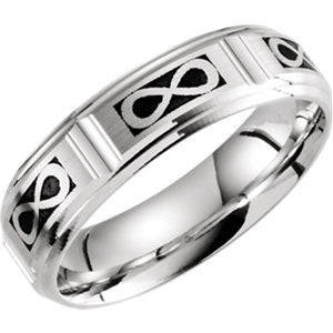 14K White 6mm Celtic-Inspired Infinity-Inspired Pattern Band Size 9