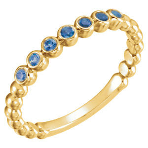 14K Yellow Blue Sapphire Stackable Ring