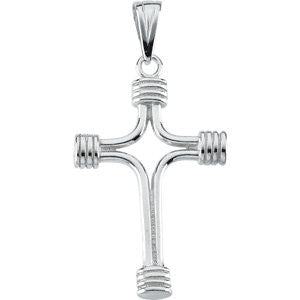 Sterling Silver 33.75x23.25 Tubular Cross Pendant without Packaging