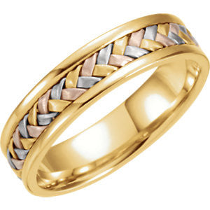 14K Tri-Color 14K 5mm Hand-Woven Band Size 8.5