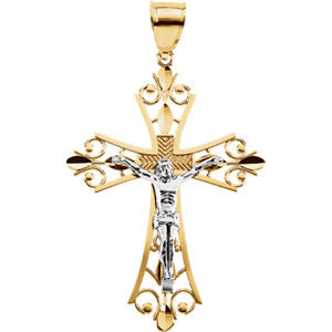 14K Yellow & White 50.5x36.5mm Crucifix Pendant