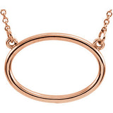 14K White Horizontal Oval 16" Necklace