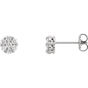 14K White 1-2 CTW Diamond Cluster Earrings