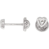 14K White Youth Heart Cubic Zircconia Earrings