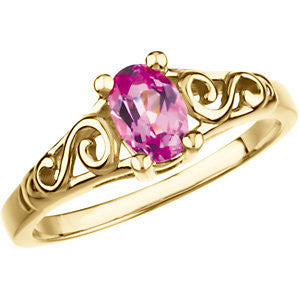 14KW July Imitation Birthstone Ring