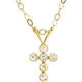 14K Yellow Youth Cubic Zirconia Cross 15" Necklace