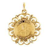 14K Yellow 18.5mm Round Matka Boska Medal