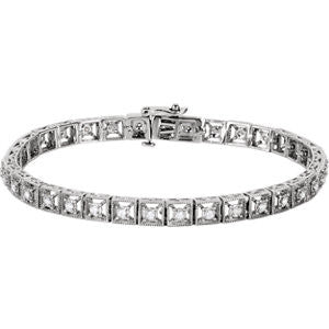 14K White 1-2 CTW Diamond Fashion Tennis 7" Bracelet