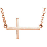 14K Yellow Sideways Cross 16" Necklace with 2" extension