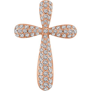 14K Yellow 1/4 CTW Diamond Cross Pendant